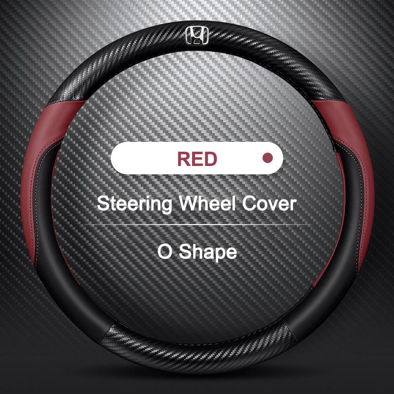 NBS4 Car Steering Wheel Cover Carbon Fiber Rubber Three-dimensional Anti Slip For Honda Jazz Pilot CRV City Shuttle HRV CRX Civic FIT