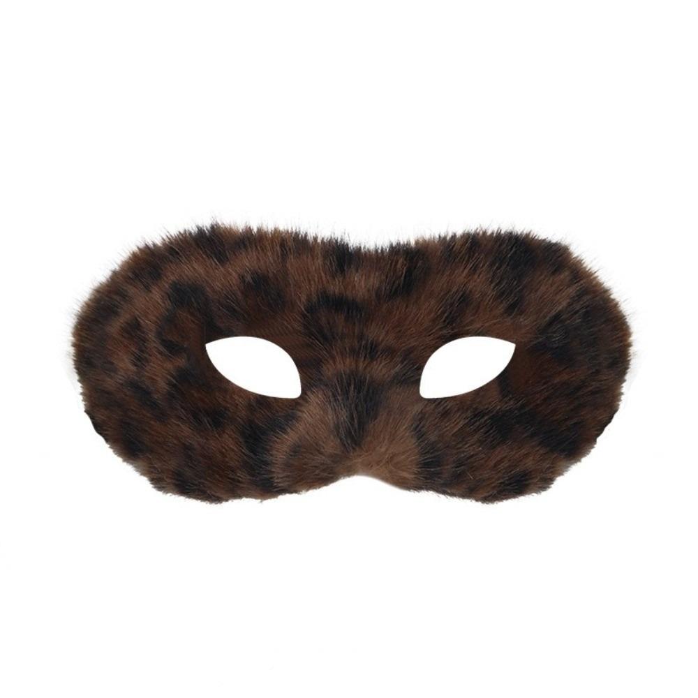 Long Furry Plush Cat Mask Animal Masquerade Mask Simple Half Face Mask  Male Female