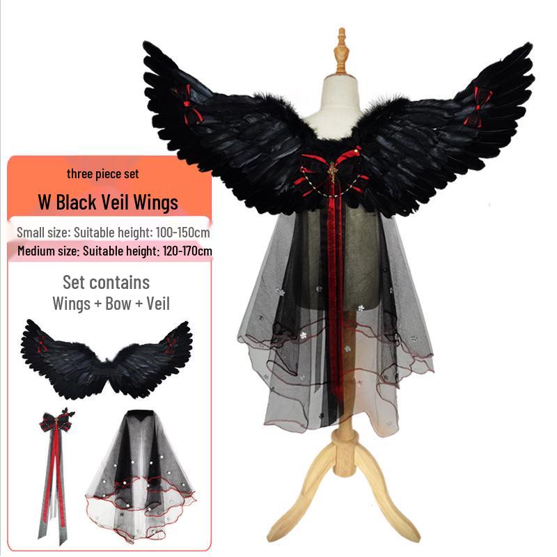 Halloween Angel & Demon Feather Wings Cloak - Costume Prop for Performances & Cosplay