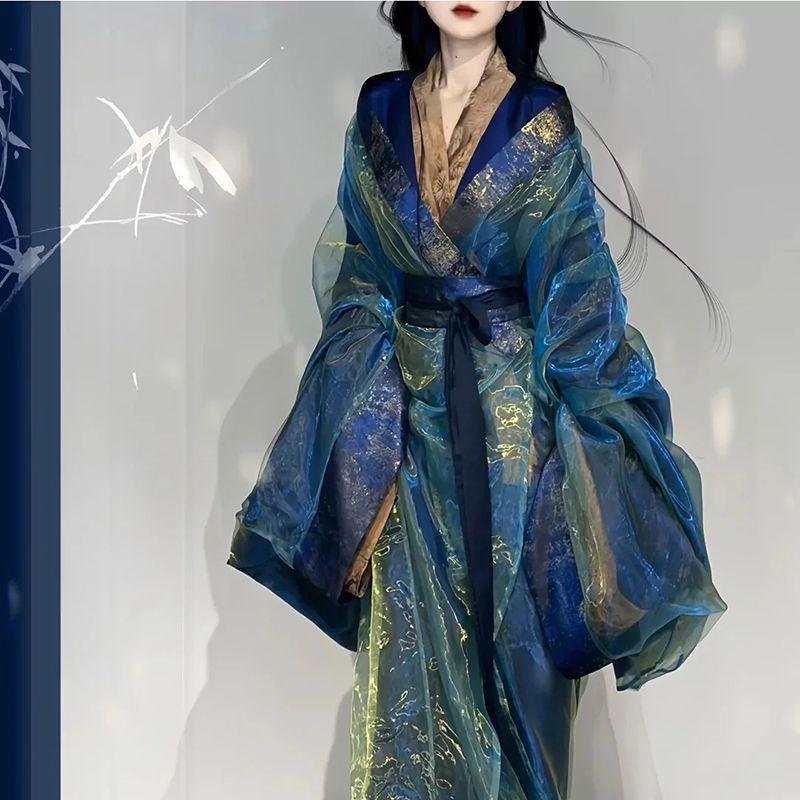 Zhi Jin Zeit der Streitenden Reiche Hanfu: Super Feenhafte Reproduktion mit geradem Saum - Absolut wunderschöner Umhang im chinesischen Stil