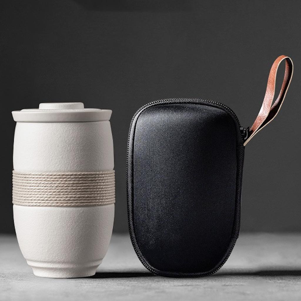 Japanische Keramik-Teetasse mit Filter – Tragbare Wasserabtrennungs-Teetasse mit Deckel für Zuhause, Büro & Reisen