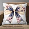 1 Pezzo Copricuscini Decorativi Bianchi con Fantasia Floreale e Fiocchi, Federa in Poliestere per Cuscino, Copricuscino Decorativo per Divano, Cuscino da Testiera
