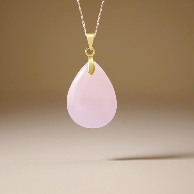 High quality hot selling natural crystal stone water drop pendant necklace jewelry simple fashion necklace merchandise jewelry