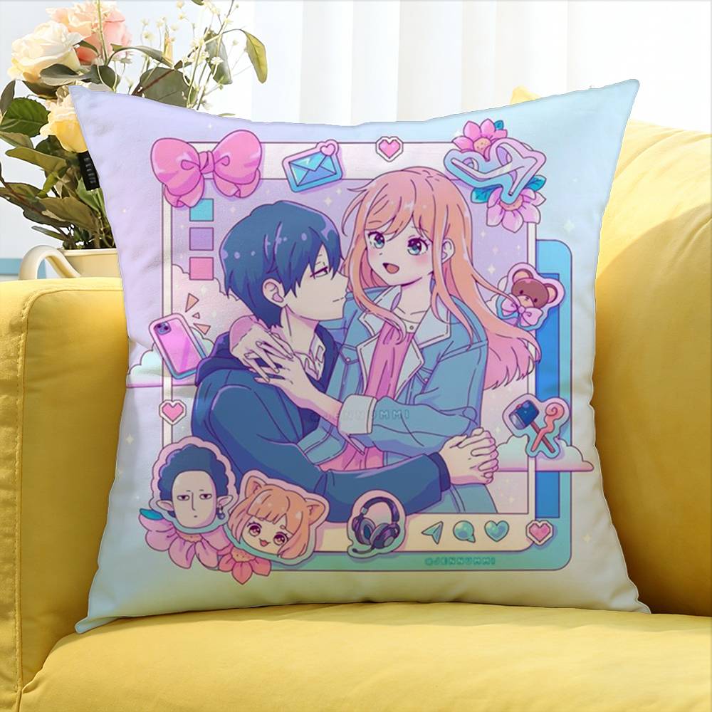 My Love Story With Yamada-Kun At Lv999 Various Sizes Square Pillow Case For Car Home Bedchamber Decor