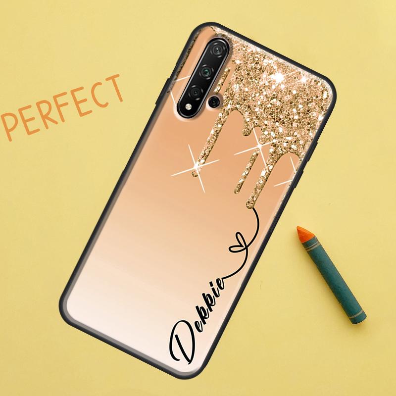 Personalised Glitter Name Case For Huawei Nova Y90 Y70 Y61 Y60 9 10 SE Nova 5T 11i 8i 7i 3i P20 P40 P30 Lite P60 Pro