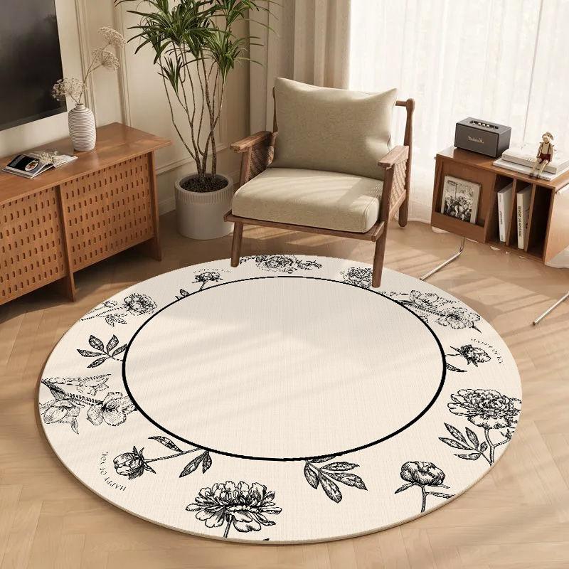 Bohemian Living Room Coffee Table Carpet Non-slip Round Rug Cream Style Light Luxury High-end Home Sofa Table Mat Easy Cleaning