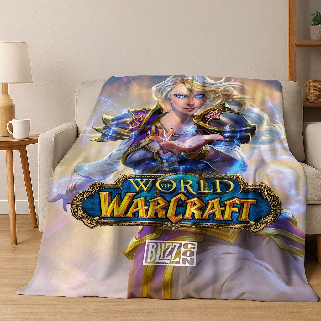 WOW World of Warcraft Arthas Demon Illidan Sylvanas Flannel Blanket,Cozy Soft Throw Blanket for Home Bedroom Bed Sofa Cover Gift