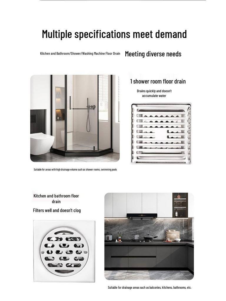 Stainless Steel Shower Floor Drain - Deodorant, Anti-Backflow, Insect-Proof for Bathroom & Laundry