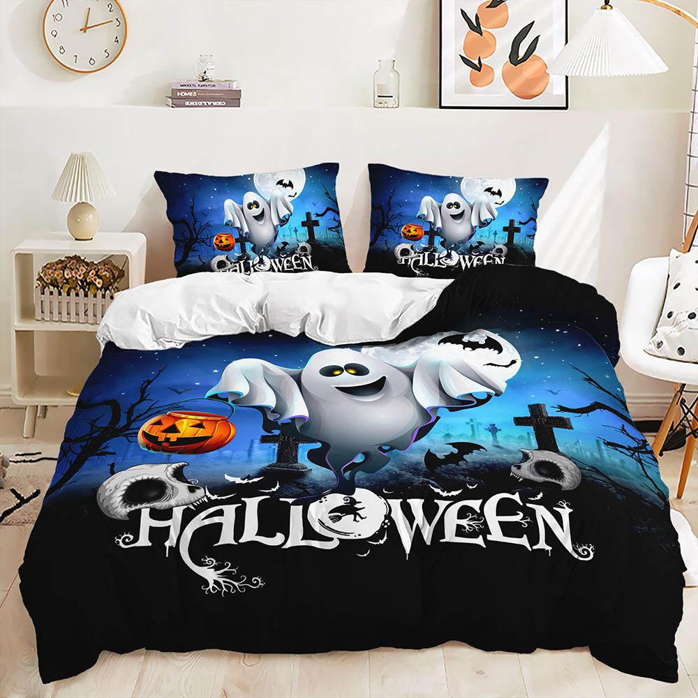 Dreiteiliges Halloween-Quilt-Set Zweiteiliges Bettwäscheset