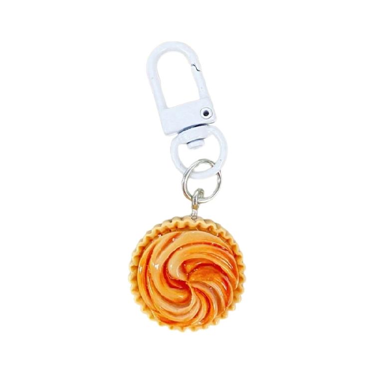 

Twists Bread Keychain Resin Crafted Bag Charm With Vintage Button Practical Decoration for Students Ladies