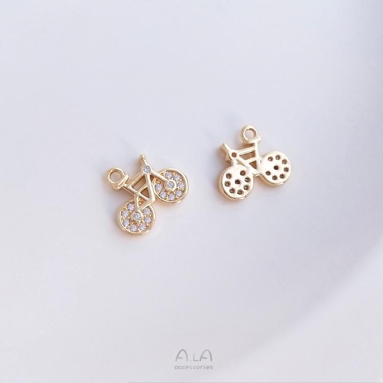 14K Gold-Filled Micro-Pave Zircon Small Charms: Girl's Business Trip Series - Handbag, Perfume, Dress, Crown DIY Pendant