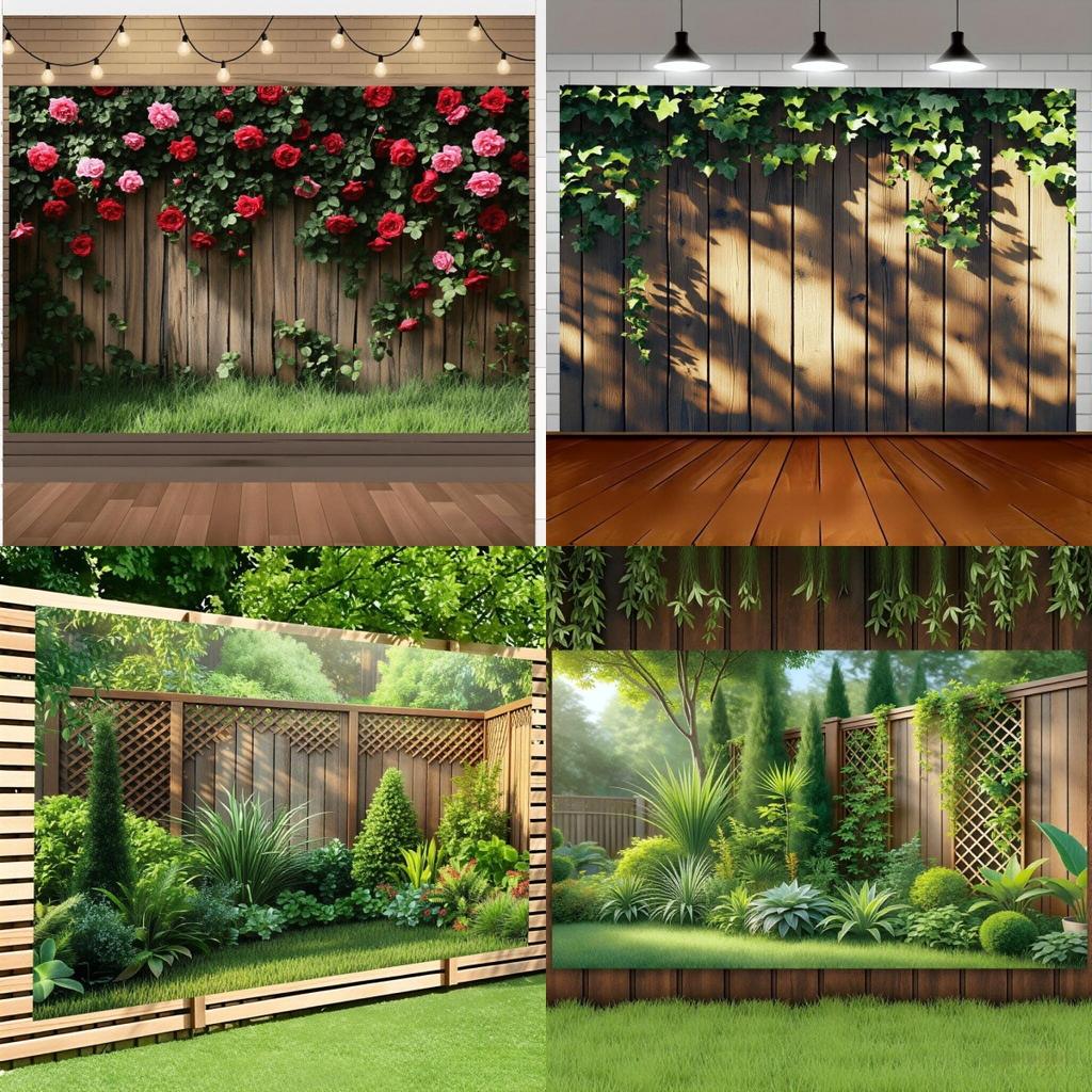 Garden Mori Background Cloth Outdoor Wooden Fence Green Plants Rose Party Photography Background Cloth