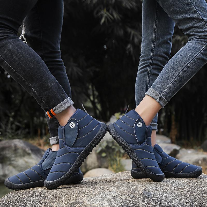 Herren Schneestiefel Damen Winter Warm Arbeits-Wüstenstiefel mit Fell Unisex Slipper Outdoor Wanderschuhe für Paar Große Größe Wasserdicht