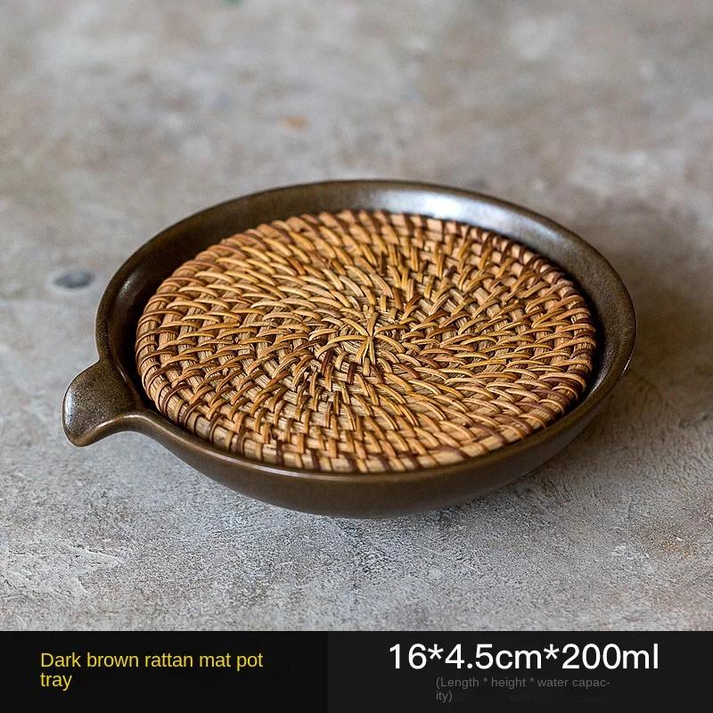 Japanese Rattan Pot Tray Ceramic Pot Tray Bamboo Tea Tray Pot Mat Tea Mat Kung Fu Tea Utensils Tea Ceremony Utensil Tea Table