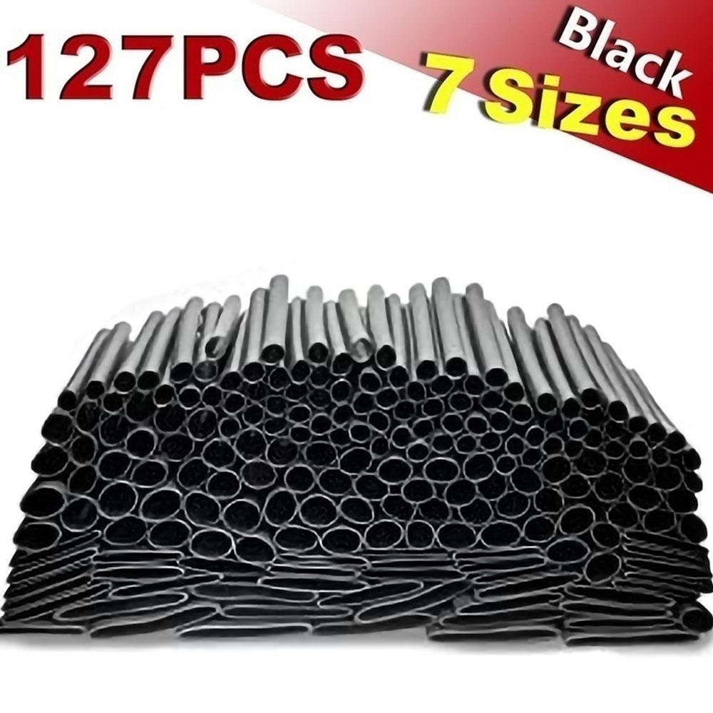 

127/650 шт. Чорний набір термозбіжної трубки 2:1 Термозбіжна трубка для обгортання дроту, захист з термофеном