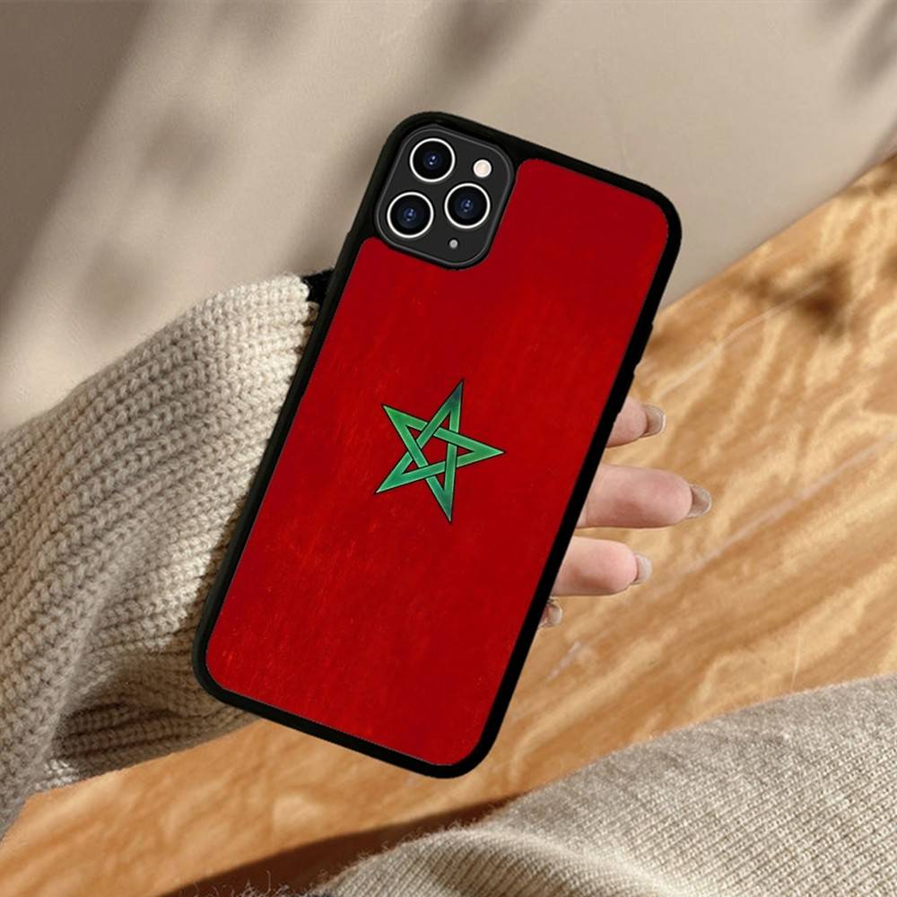 Morocco Map Flag Phone Case For IPhone 11 12 13 14 15 16 17 Pro Max Plus PC+TPU Cover