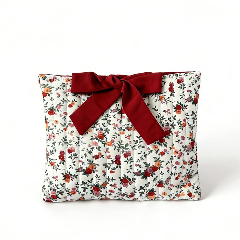 

New Geometric Splicing Small Floral Makeup Bag Large Capacity Multifunctional Cosmetic Bag Ins Style Travel Toiletry Bag 32x27cm красный