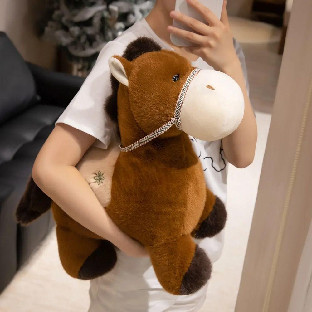 Simulation Standing Foal Plush Doll Saddle Cartoon Horse Stuffed Toy Valentine's Day Gifts