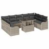 Garden Sofa Set with Cushions 10 Pcs Light Grey Poly Rattan