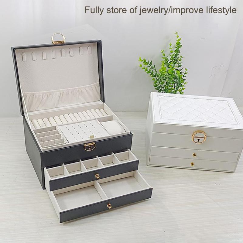 

New High-Capacity Jewelry Box, Fashion PU Leather Portable Travel Organizer for Necklace Earrings Ring Storage рожевий