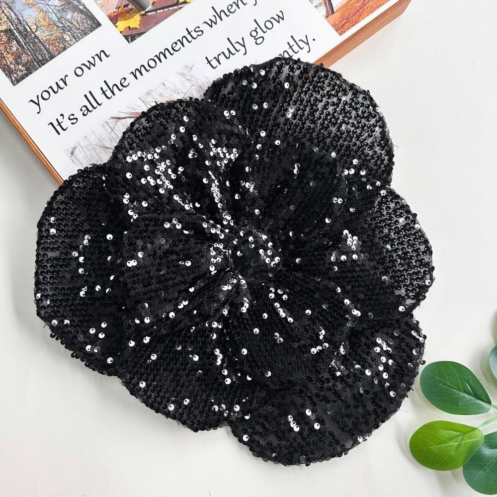 Новая 3D нашивка в форме цветка, большая, с блестящими пайетками, цветок на грудь, пришивная нашивка, ручная работа, аппликация из тканей, украшение для одежды чёрный