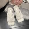 Imitation lamb wool, one word comfortable and soft fluffy slippers 2025 new outer wear home fashion high-heeled slippers