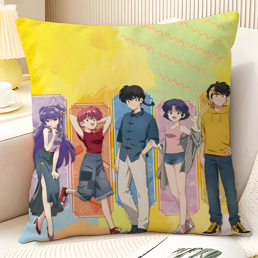 Cartoon Comic P Chan R-Ranma ½ 3 Pillow Case Natural Linen Organic Fabric Double-Sided Printing Sofa Home Decor Gift Pillow Case