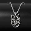 Hollow Wolf Head Pendant Necklace For Men Silver Stainless Steel Punk Long Chain Jewelry