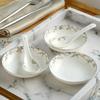 4pcs, bone china decorative rice spoons, gold bordered decor, ceramic japanese kitchen tool accessories, coffee dessert scoop