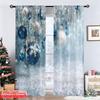 Flat Printing Merry Christmas Party Curtains Blue Snowflakes Fabric Without Electricity Family Curtain Set Of 2 Made Polyester Washable