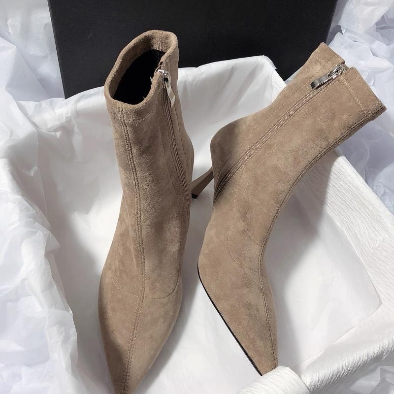 Fashion 2025 New Fashion Winter Simple Sexy Party Stripper Women's Boots Thin Heels Heels Pointed Toe Side Zipper Shoes