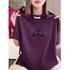 High-end Women's Letter Print Short Sleeve Round Neck Loose Slimming Casual T-shirt