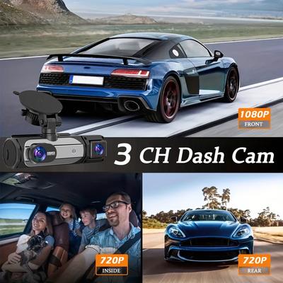 1080P WIFI Camera Dash Cam for Cars 2/3Ch Front Rear and Inside Car Camera with IR Night Vision LoopRecording,wide Angle Car DVR