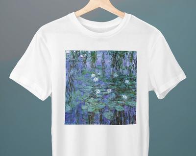Blue Water Lilies, Claude Monet Painting, Unisex T-Shirt, Art T-Shirt, Flower T-Shirt, Lillies, Gift for Her, Gift for Him, Art Lover Gift
