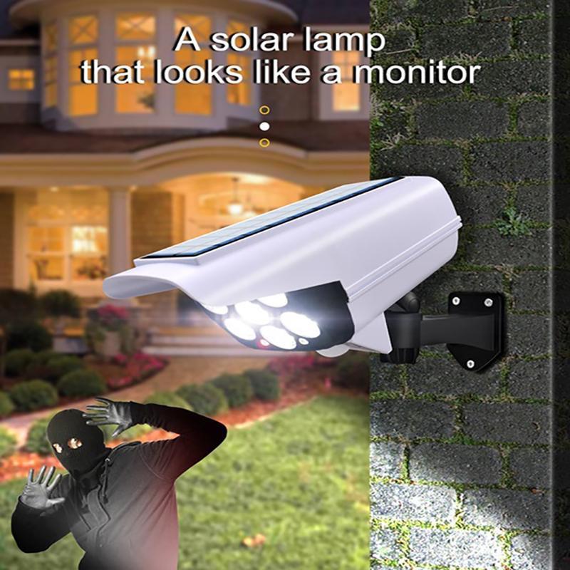 CAMECHO 77LED Solar Garden Light PIR Motion Sensor Simulation Surveillance Dummy Camera Fake Camera IP65 Waterproof Lamp Wall Light
