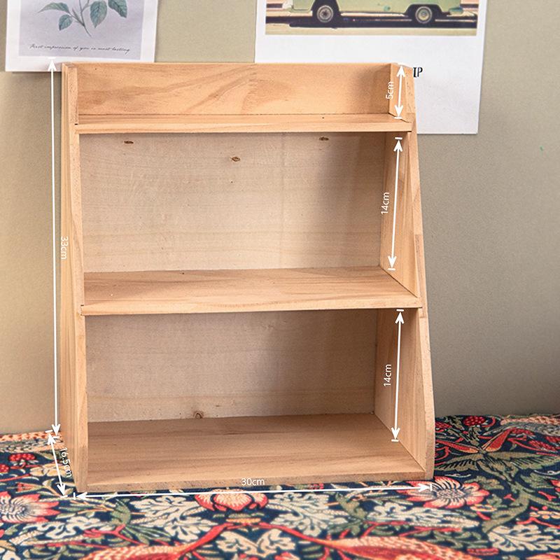 Desktop Retro Wooden Storage & Organization Rack for Journals, Ornaments, Coffee Cups, and Perfume.
