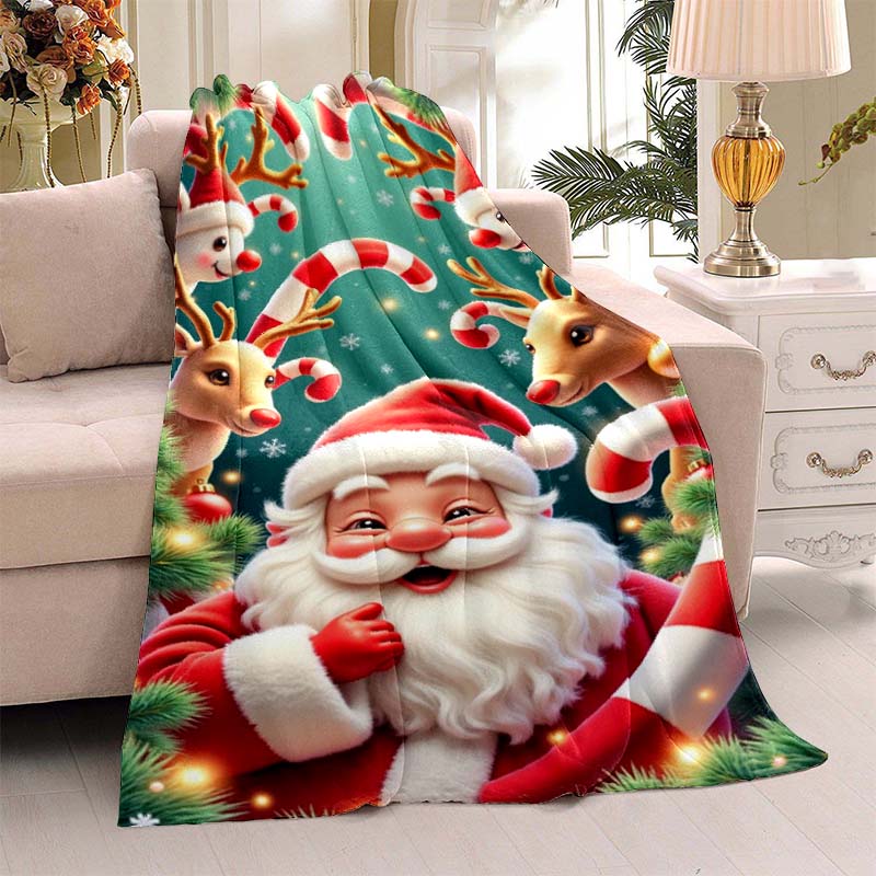 Personalized Santa Claus flannel blanket—suitable for sofas, beds, birthdays, children, friends, and gifts.