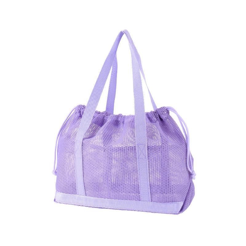 Mesh Drawstring Tote Bag Quick Dry Durable Large Capacity Multipurpose Handbag for Gym Swimming Beach Outdoor Hiking Use