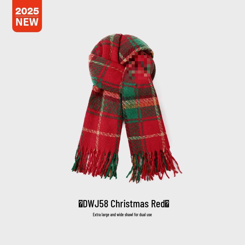 

Korean Style Knitted Plaid Scarf Shawl - Cozy, Thick, Soft & Warm for Autumn and Winter 190cm x 66cm