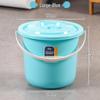 Portable Round Plastic Bucket with Lid - Thickened for Household Use, Storage, Cleaning, and Children's Beach Fun