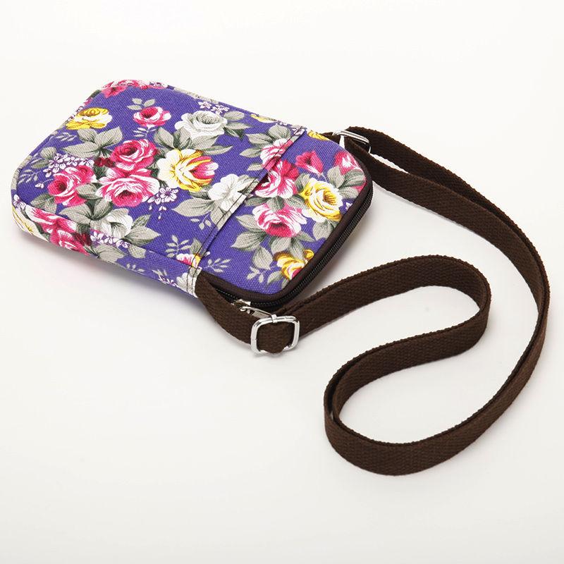 Torba na telefon komórkowy, Damska płócienna modny kolor, Listonoszka portmonetka na monety, Prosta torba na zakupy i do sportu