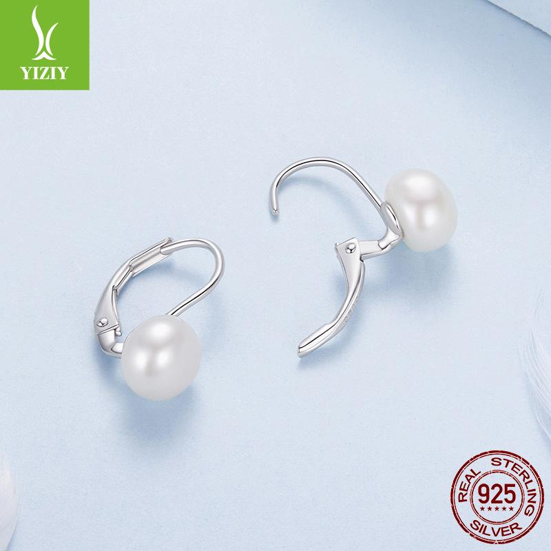 Romantic French Pearl Earrings Ear Buckles Women'S Elegant Lazy S925 Sterling Silver Earrings Earrings