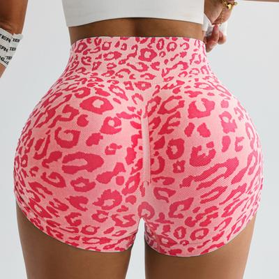Explosive High-waisted Belly-tucking Leopard Print Yoga Three-point Pants Women's Buttocks Lift Tight Running Peach Fitness Shorts