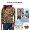 Spring new fashion simple leopard print top casual trendy three-quarter sleeve T-shirt