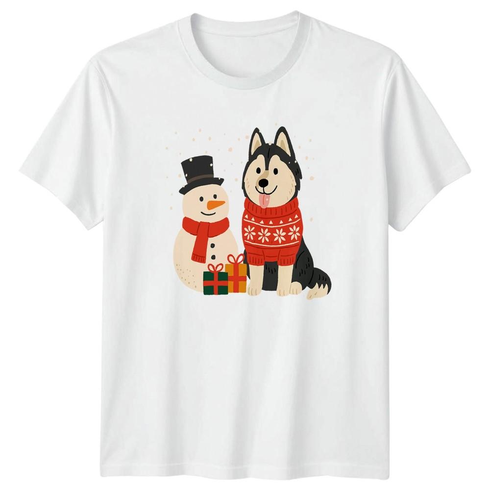 Husky Dog SnowUnisex Christmas Holidays Unisexs Unisexs Graphic Tee S