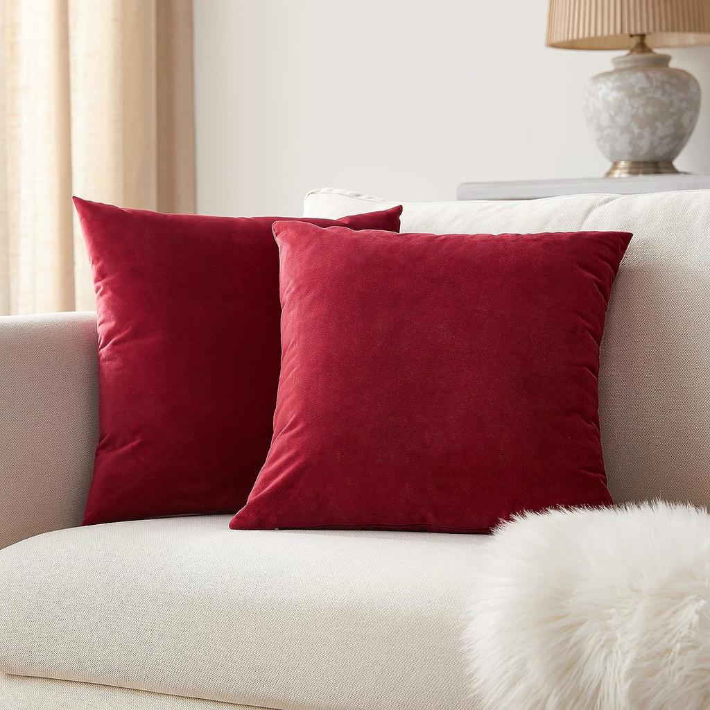 Velvet Solid Pillow Cover Removable Washable Sofa Cushion Case Soft Cozy Home Decor Elegant Comfortable Accent