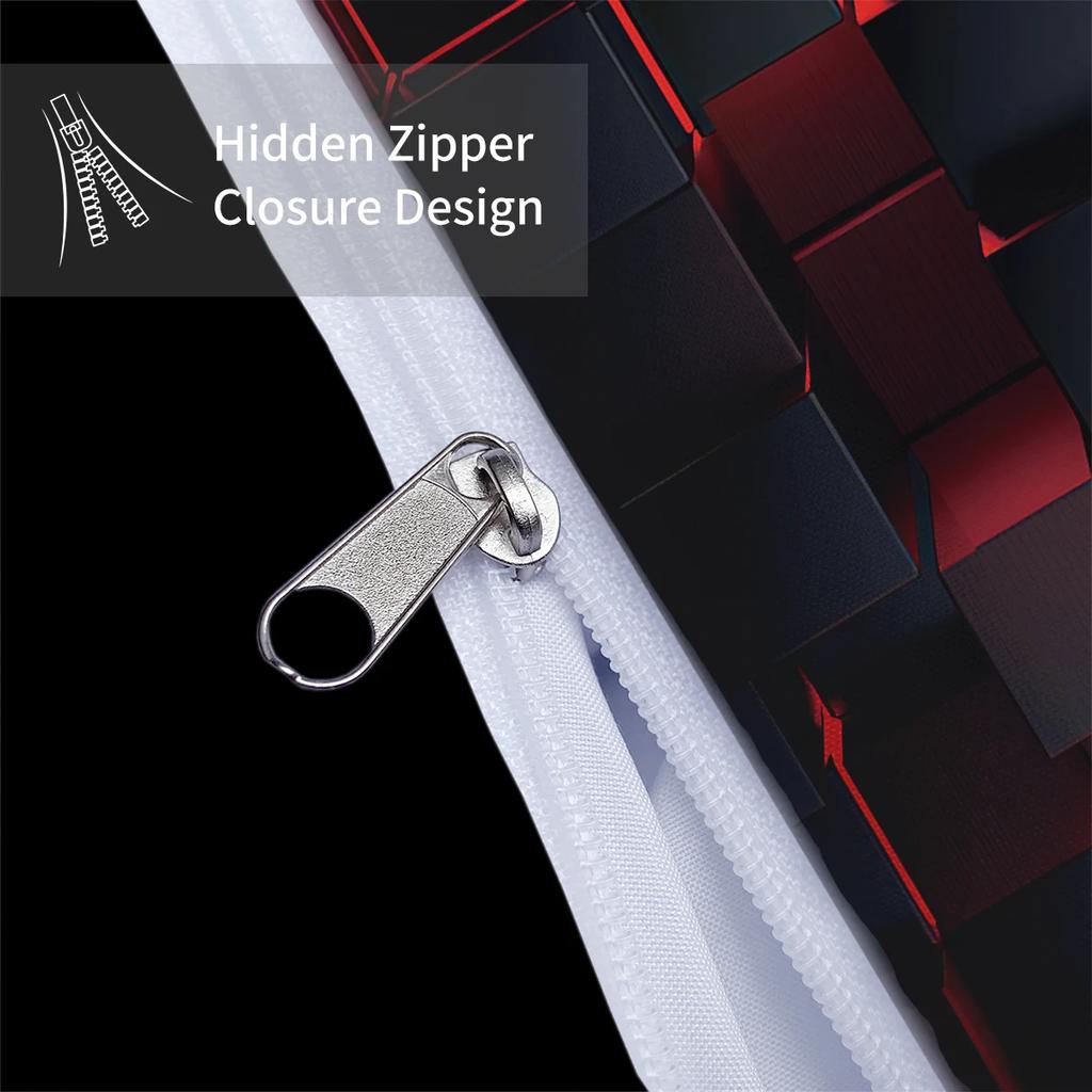 Set de lenjerie de pat cu efecte vizuale de grilă transparentă roșie, potrivit pentru dormitorul adolescenților și al adulților, 1*husă de pilotă+2*față de pernă