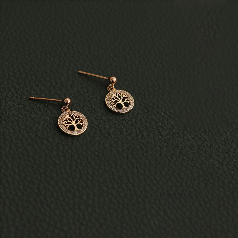 

Серьги-пусеты из позолоченного стерлингового серебра «Дерево желаний» - Универсальный и креативный дизайн для женщин 925 Silver