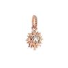 Plated Rose Gold Sparkling Pink Air Balloon & Levelled Heart Charm Bead Fit Original Sier Bracelet DIY Jewelry