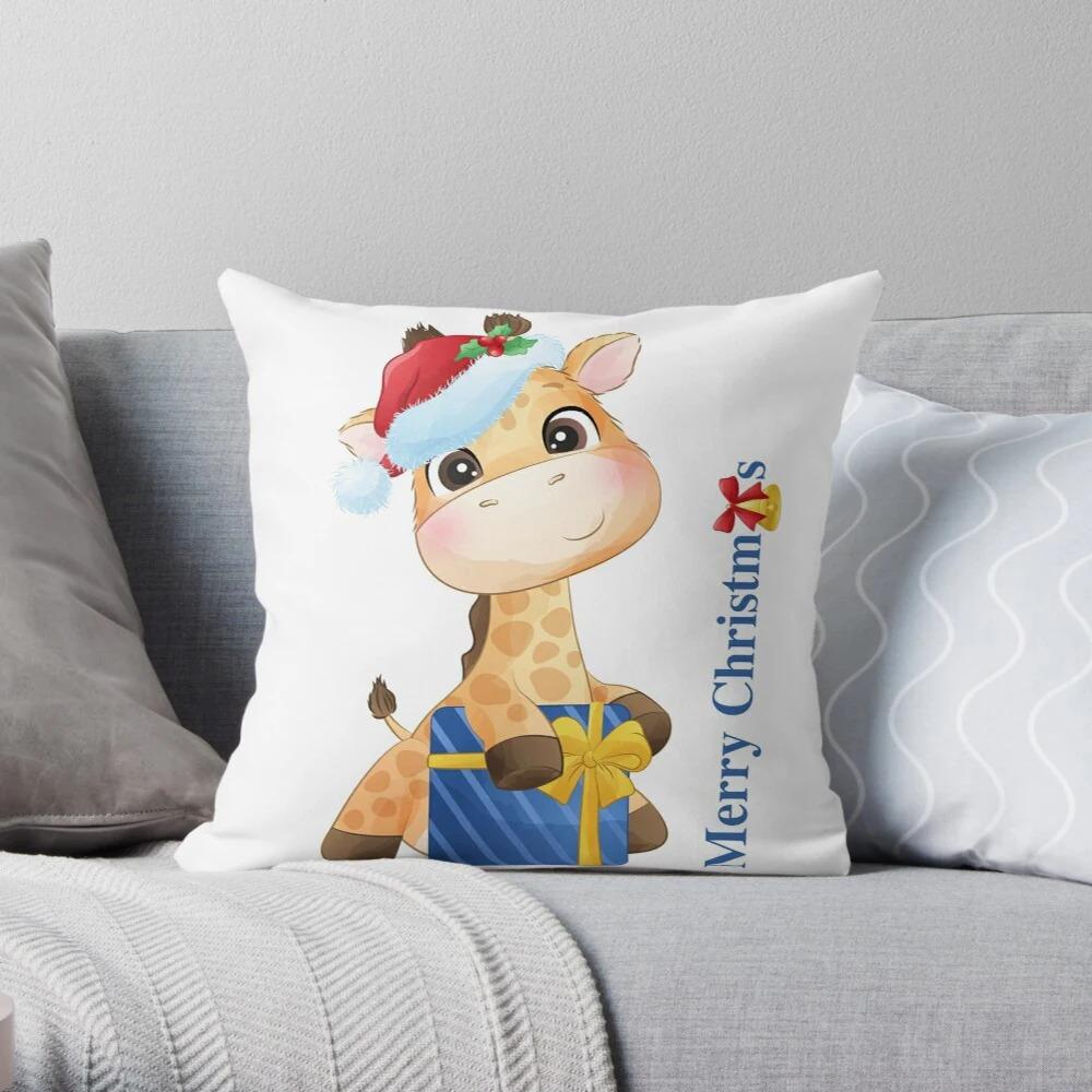 Merry Christmas Decoration Home Pillowcase Cushion Cover Colorful 45X45Cm Modern Living Room Sofa Bed Cartoon Cushion Cover